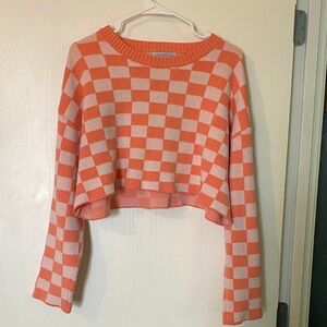 Orange Checkered Crop Top